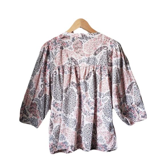 H&M Floral Button Peasant Cottagecore Boho Prairie Peasant Top Women’s 4/Small - Picture 2 of 3